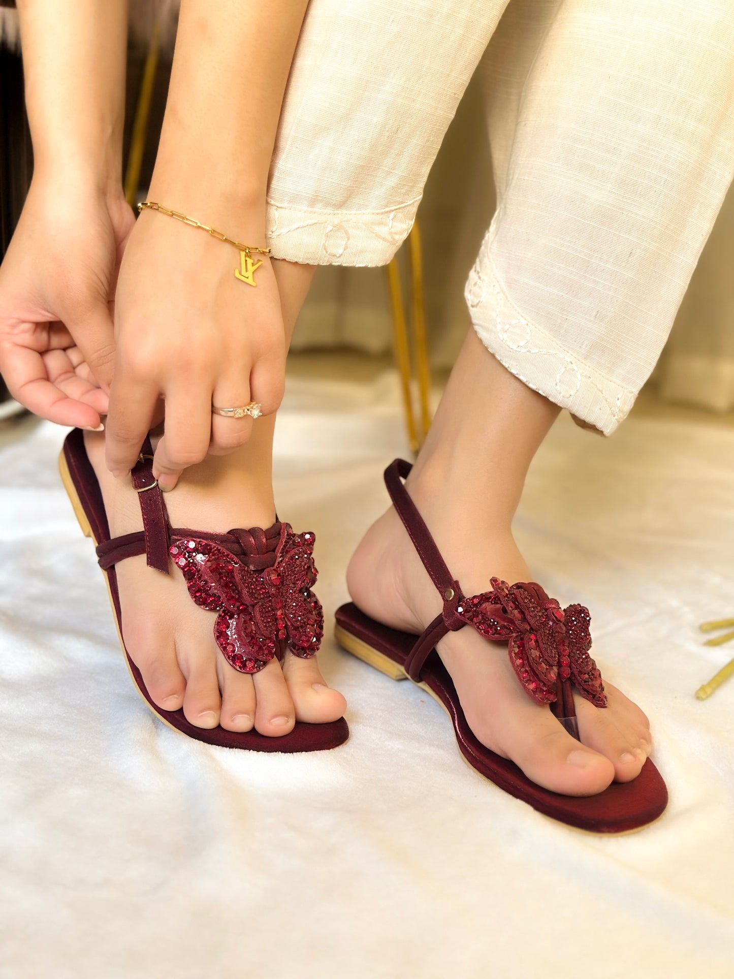 Maroon Butterfly Luxe Flats