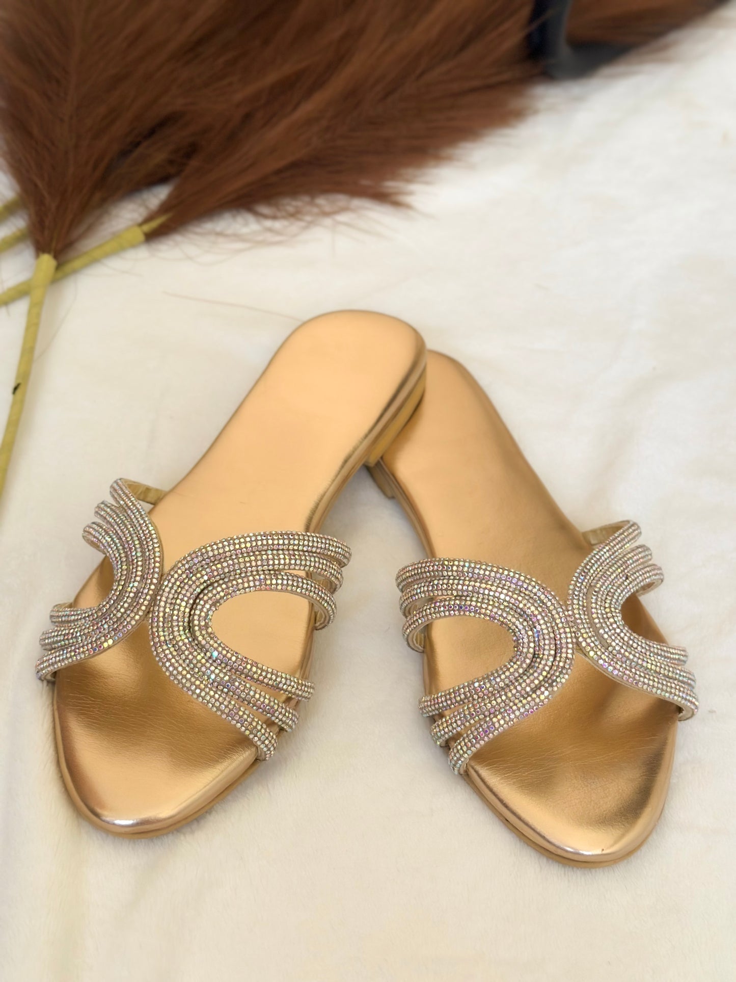 Golden Dazzle Weave Flats